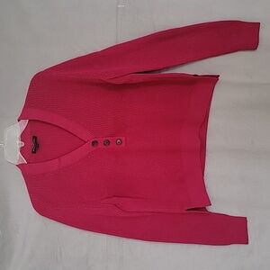 Banana Republic V-Neck Button Up Long Sleeves Sweater, Size M, Color Raspberry